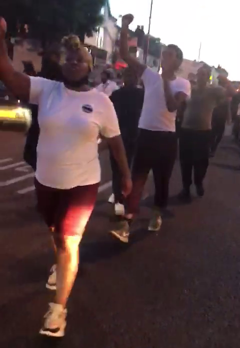 Demonstrators march through Soho Road in solidarity with George Floyd