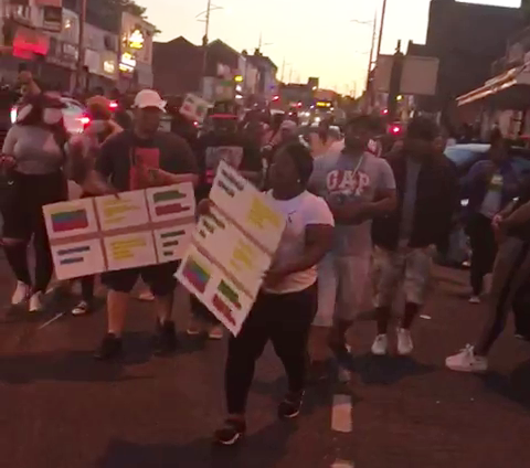Demonstrators march through Soho Road in solidarity with George Floyd