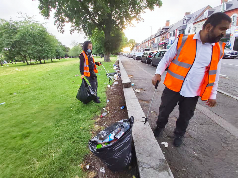 The team cleared up rubbish from both the park and the adjacent pavement