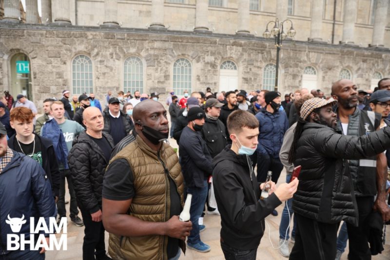 Birmingham City FC fans attend an anti-racism march and rally in Victoria Square on 04.07.20 