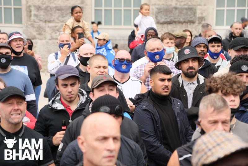 Birmingham City FC fans attend an anti-racism march and rally in Victoria Square on 04.07.20 