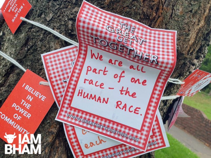Messages from The Great Get Together, which took place last month in memory of Jo Cox, were also attached to a tree nearby 