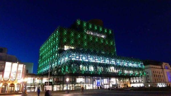 The Library of Birmingham will be lit up in green to mark the Bosnian Genocide