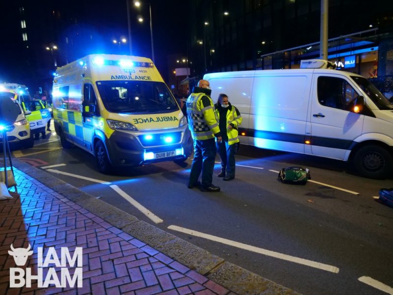 Emergency services arrived outside the Radisson Blu hotel in Birmingham following a tragic collision 