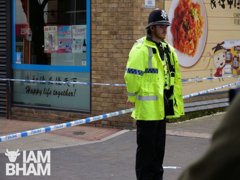 Police officers have been stationed around Hurst Street in Birmingham following several knife attacks overnight 
