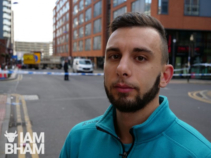 Shocked local resident Fulvio works at PureGym within the cordoned off area in Hurst Street but had to remain away