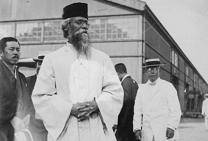 Rabindranath Tagore (centre) was a Bengali poet, composer, philosopher and painter.