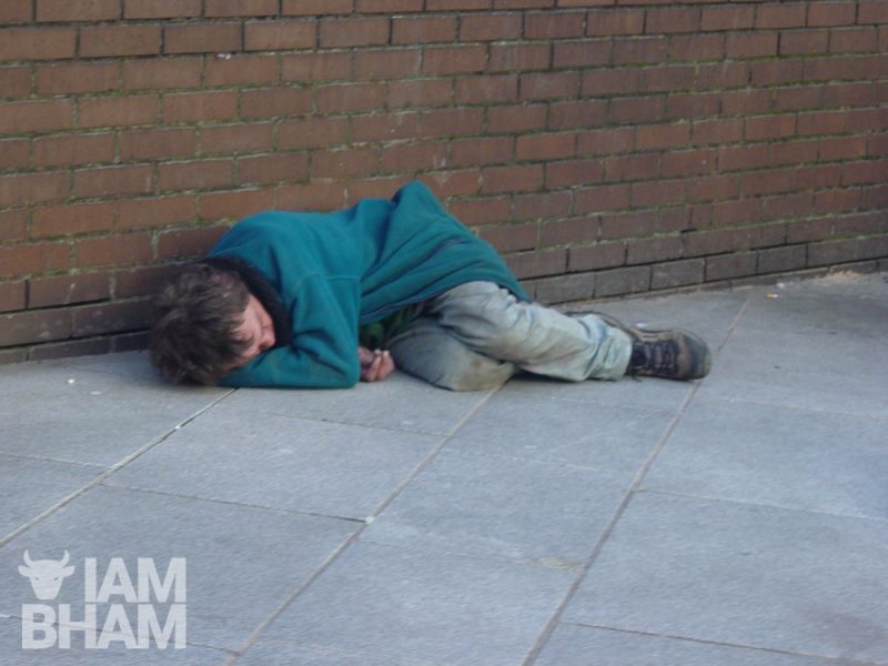 A man rough sleeping in Birmingham city centre 