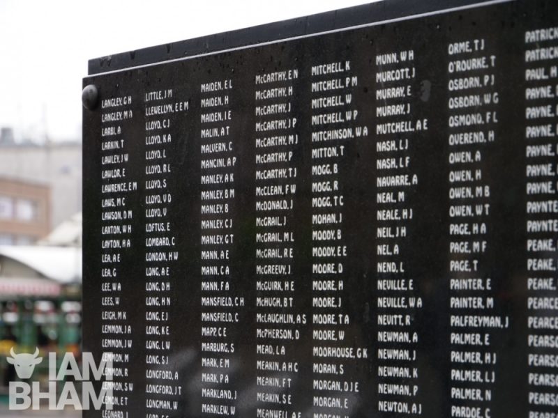 List of names on the 'Tree of Life' war memorial sculpture in Birmingham 