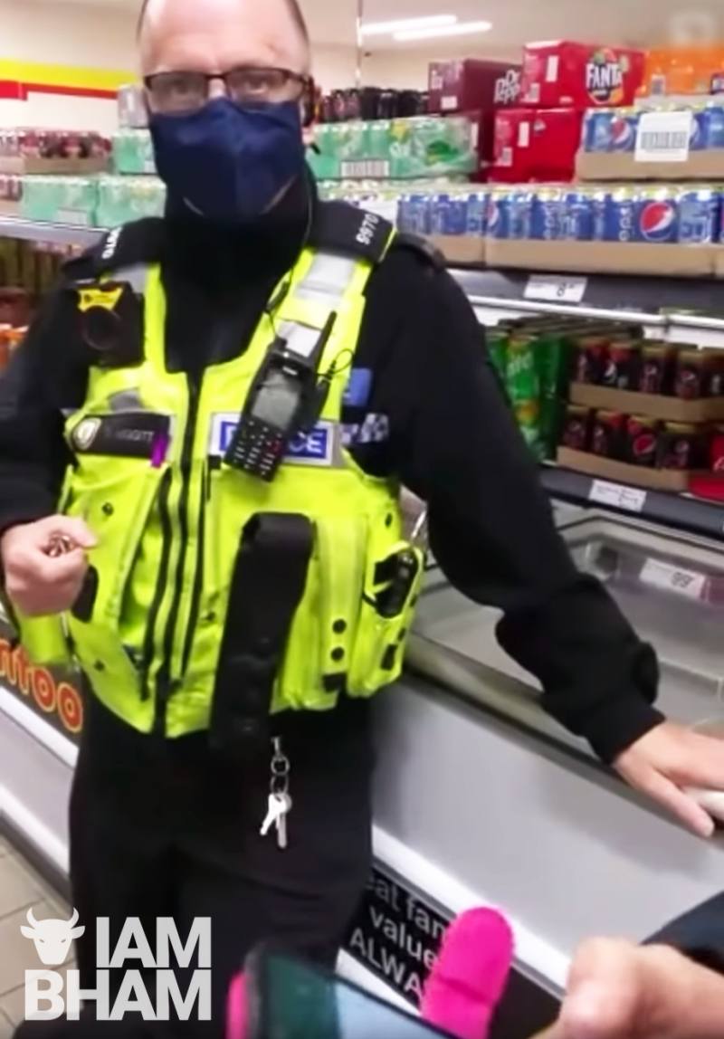 A police officer told an unmasked shopper she needed a "doctor's note" to be exempt