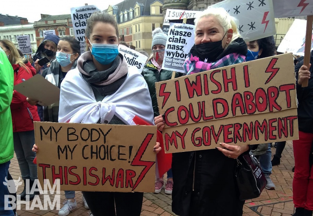 Hundreds gather in Birmingham for ‘Women’s Strike’ against abortion legislation in Poland
