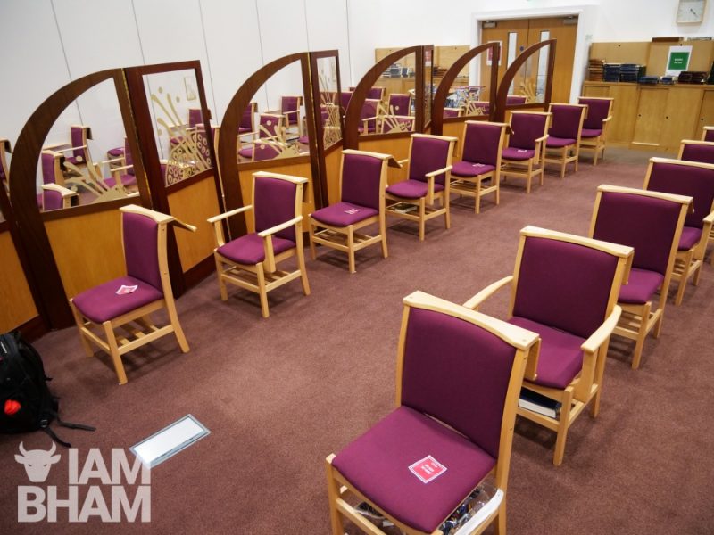 Seating arrangements have been spaced out inside Birmingham Central Synagogue amid COVID-19 restrictions 