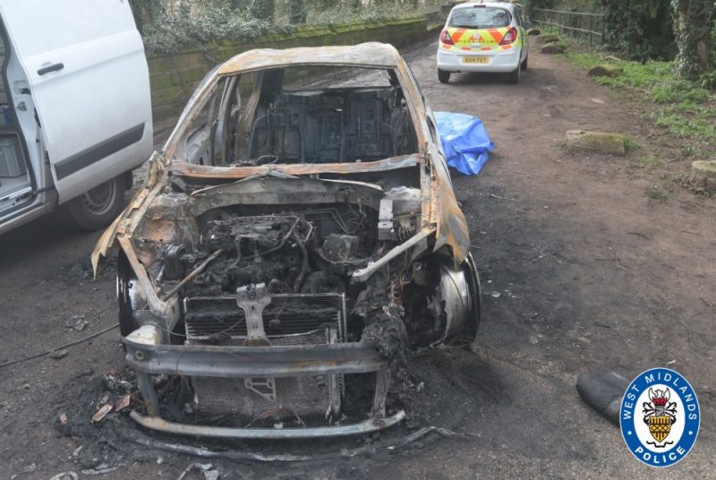 The killers arranged for a stolen car to be set on fire to destroy forensic evidence