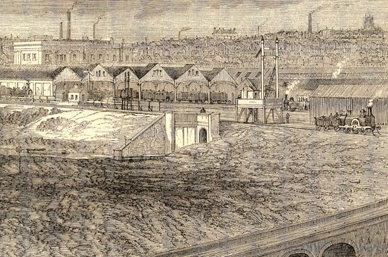 Detail of Curzon Street Station from Illustrated London News (18 September 1865)