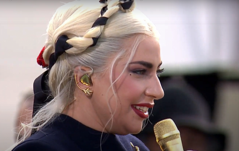 Lady Gaga performed the US national anthem during the inauguration ceremony 