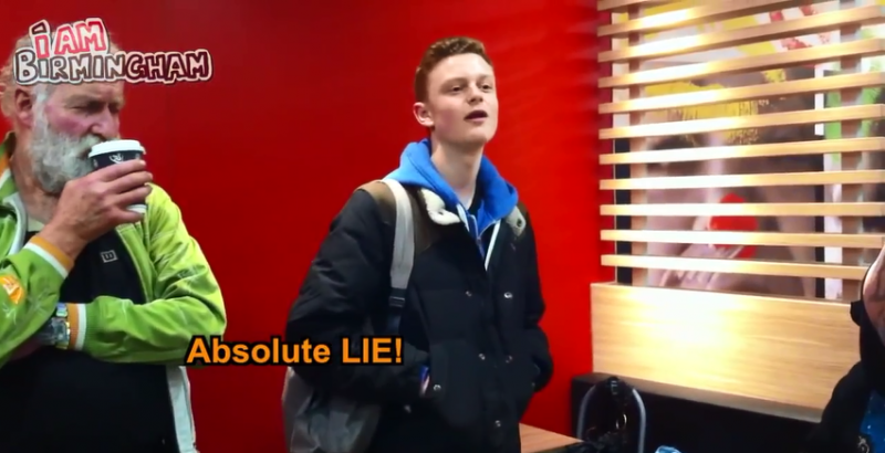 Self-proclaimed "community activist" Luke Holland takes on a West Midlands Police officer in a Birmingham McDonalds