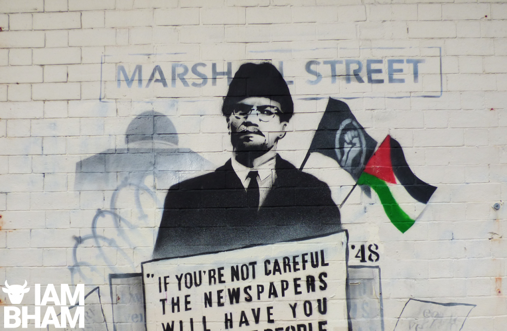 Birmingham artist unveils Malcolm X mural in solidarity with people of Palestine