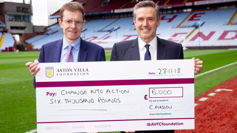 Aston Villa Foundation donates £6k to Mayor's Change Into Action homelessness campaign