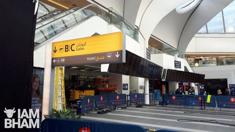 Airport-style signs have been erected in English and Arabic to reportedly recreate Abu Dhabi airport
