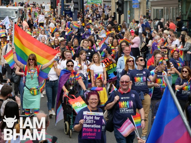 Thousands of people lined the streets to watch the colourful Birmingham Pride parade pass through the city centre 