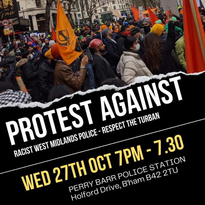 The flyer for the protest where the alleged incident took place