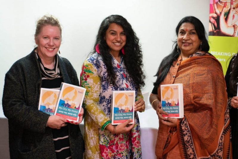 (L-R)- Deborah Kermode, Sophina Jagot and Piali Ray OBE at the launch of the Transforming Narratives' 'My City, My Home' book in Birmingham