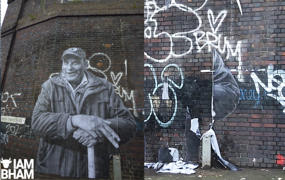 The street art tribute to Small Heath legend Malik has suffered further damage overnight