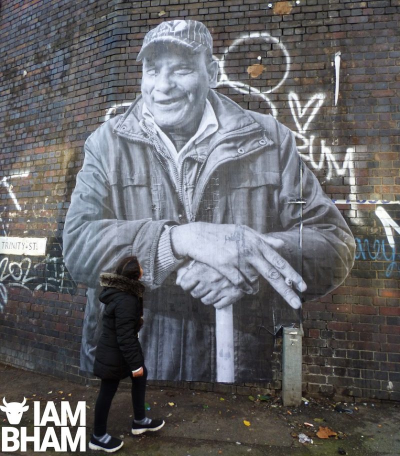 The pasteup of Malik, seen here intact, was a much-loved work of street art in Digbeth