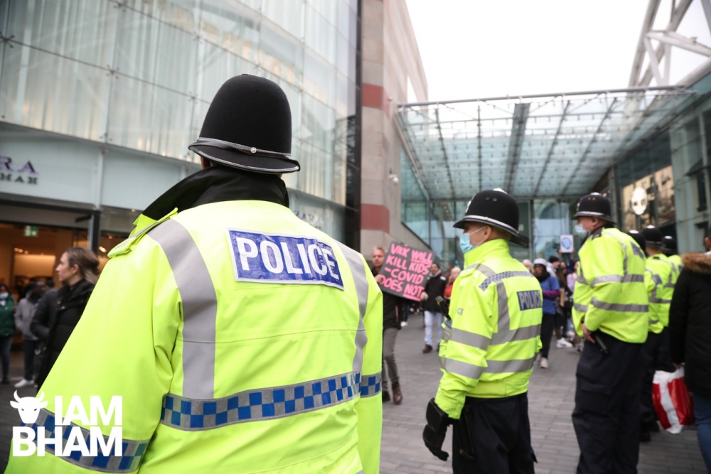 There was a heavy police presence ready for the protesters as they exited the Bullring in Birmingham