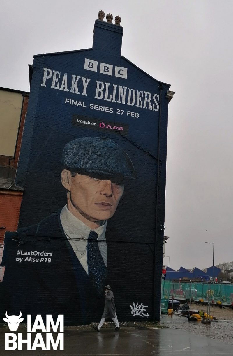 The Peaky Blinders mural is on an epic scale and measures over 42ft high