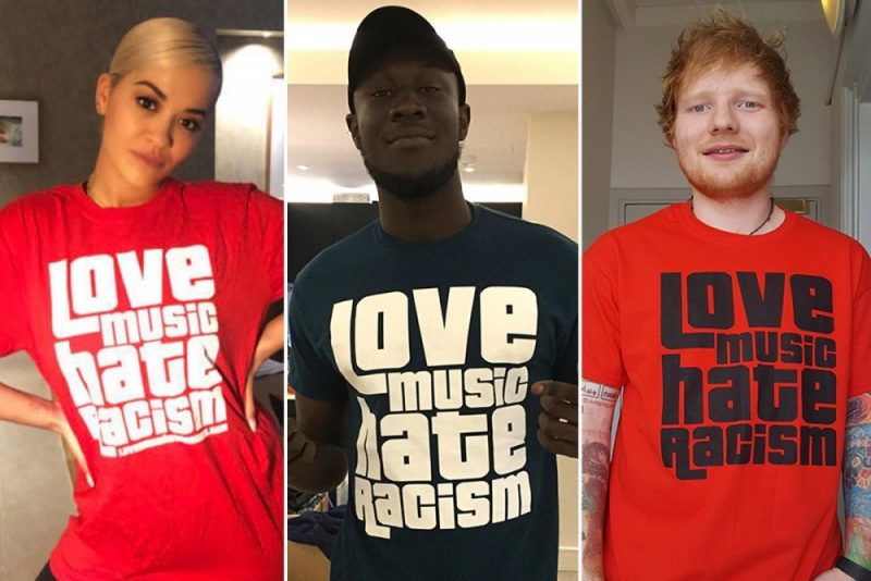 Love Music Hate Racism is a national UK organisation supported by music stars including Stormzy, Ed Sheeran and Rita Ora 