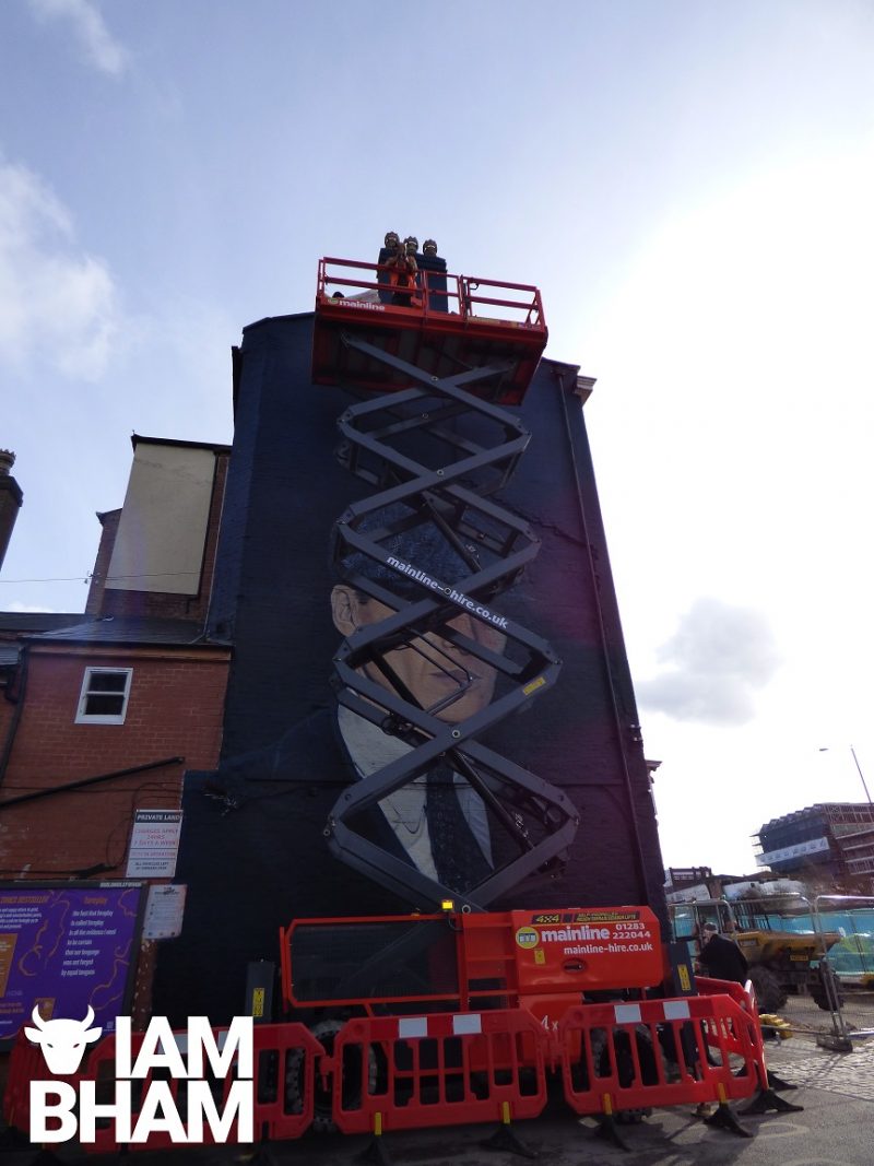 Once finished the mural will include the show's title graphics across the top