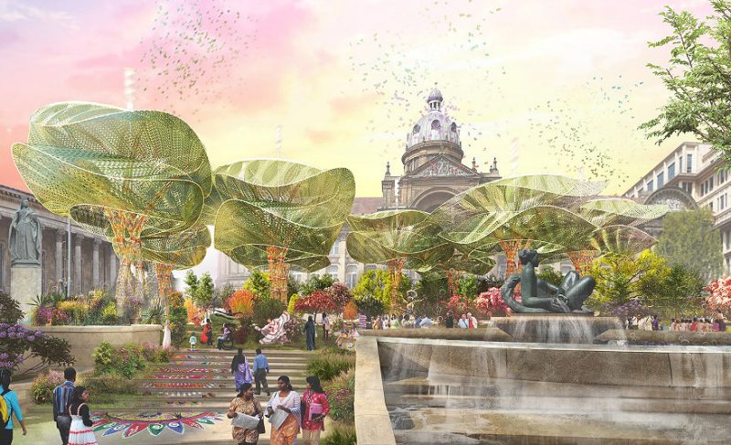 Giant fabricated trees and thousands of plants will take over Birmingham's Victoria Square as part of the Birmingham 2022 Festival 