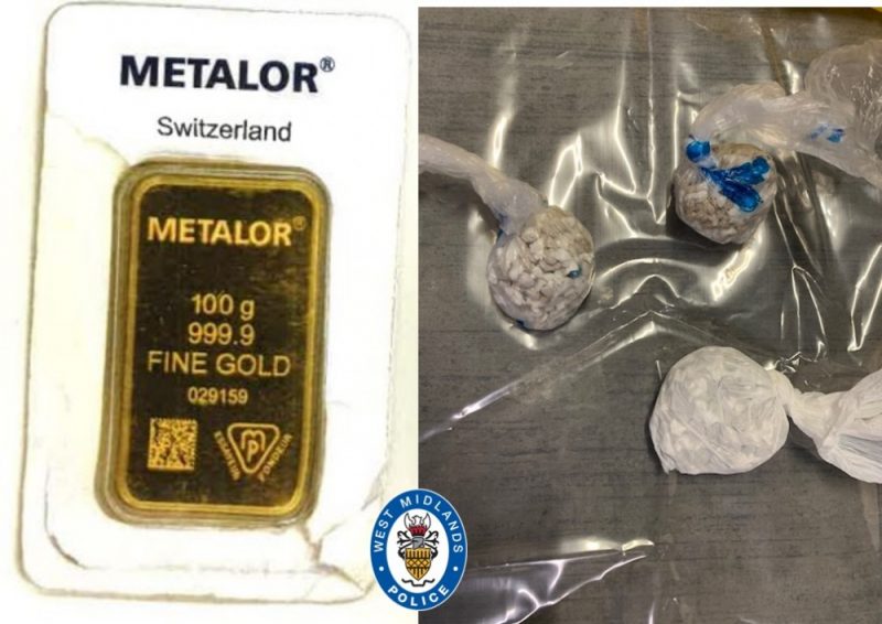 Some of the drug wraps we recovered and a gold bar Khalid Alabdullah bought with drugs cash