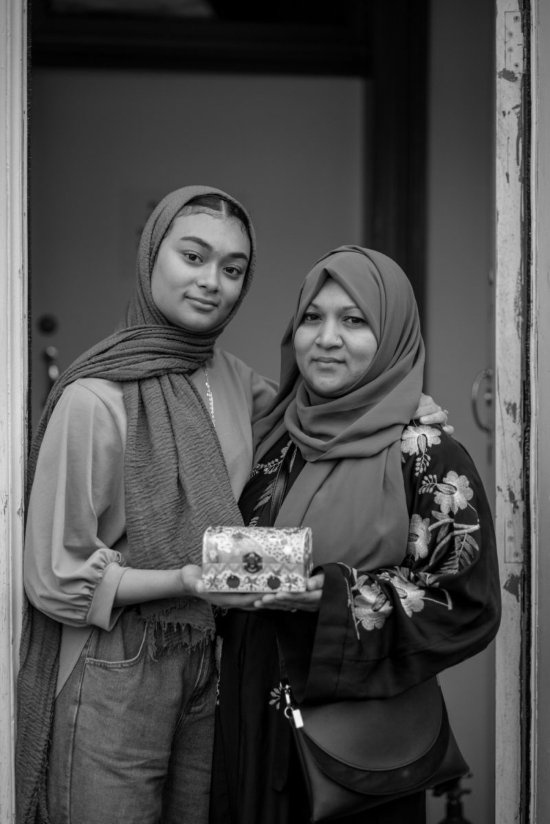 Zarah Begum with her mother Lutfa at Saathi House, photographed by Vanley Burke