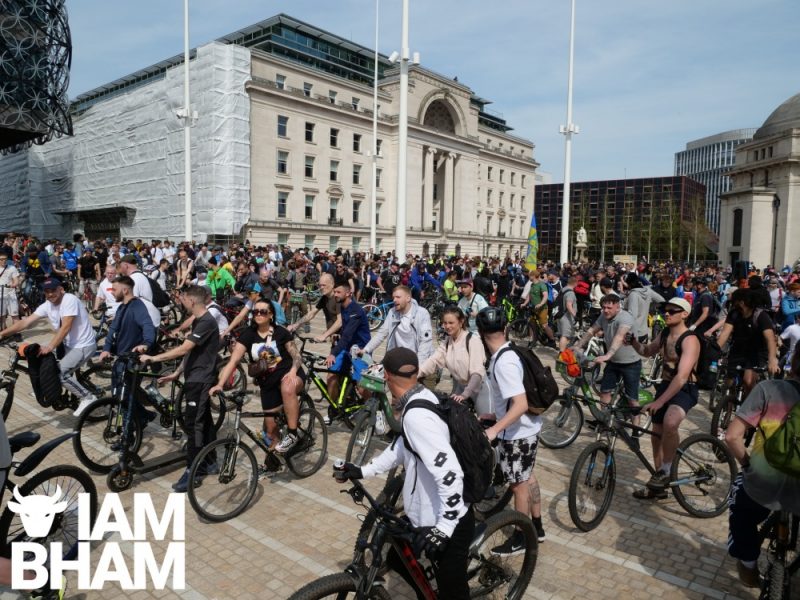 Cyclists get ready to ride in Centenary Square, Birmingham 