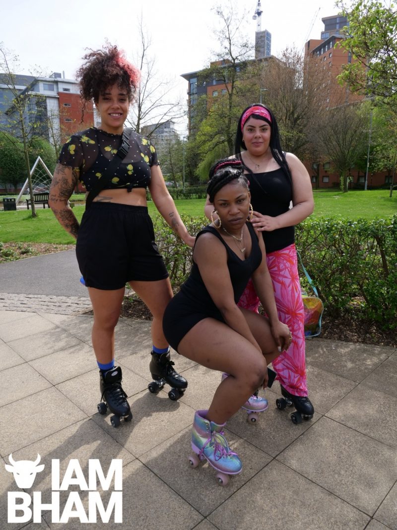 Music loving sisters Ellise, Kiesha and Chloe Grizzle joined the crowd on their roller skates 