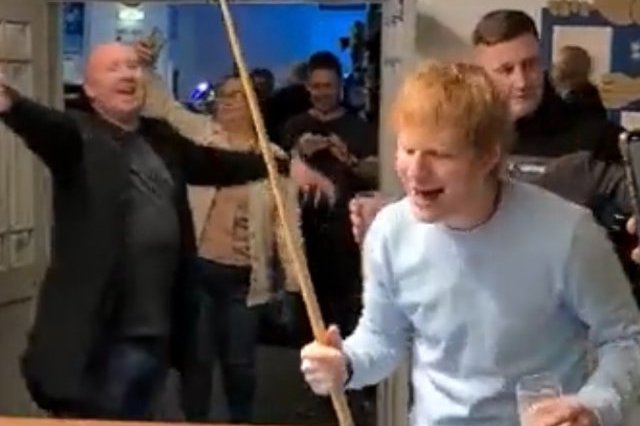 Ed Sheeran having a good time at The Roost pub in Small Heath