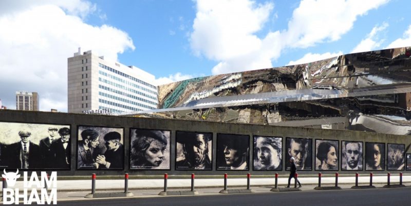 The 50m wall is decorated with portraits of major characters from Peaky Blinders