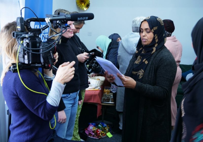 The Channel 4 Dispatches team filming at Saathi House in Aston earlier this month 
