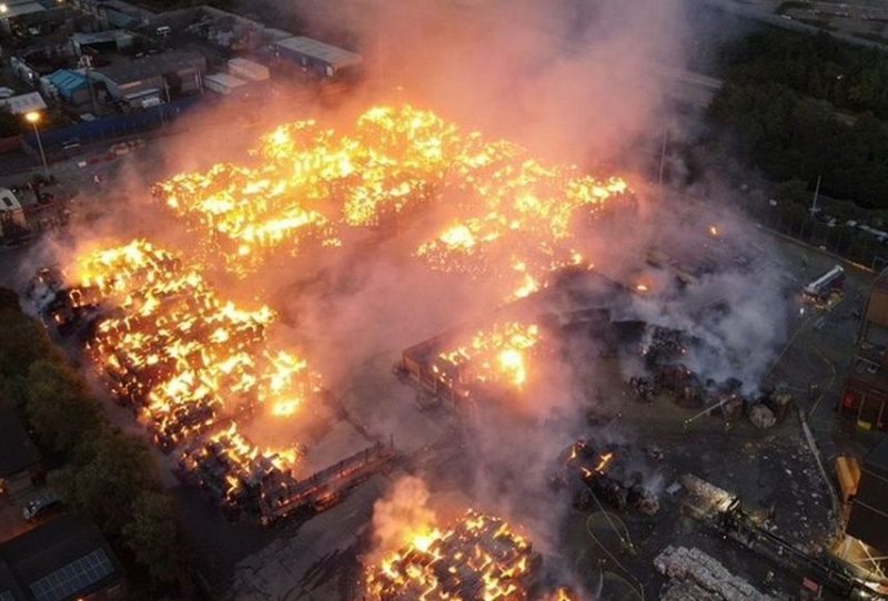 Dramatic drone footage captured the shocking extent of the fire