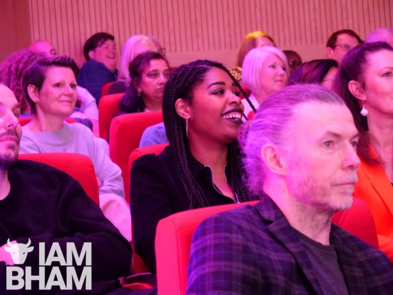 Audience members enjoying a panel discussion with Sir Lenny Henry and the cast and crew of BBC drama film 'My Name Is Leon' at a preview event in Birmingham 