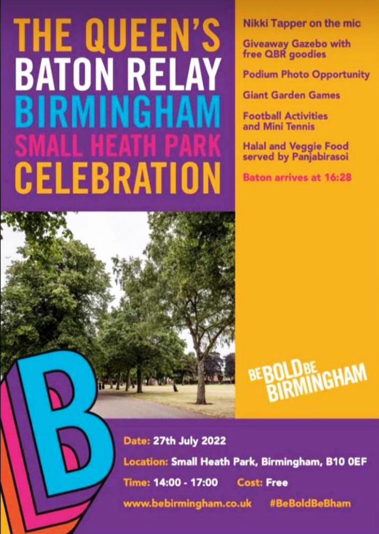 The Queen's Baton Relay event in Small Heath Park will host free activities