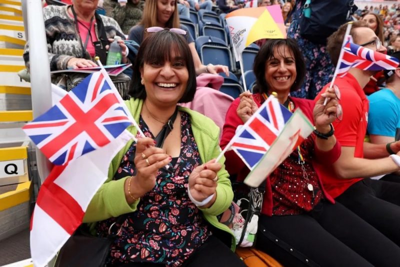 Excited British fans all geared up for the Opening Ceremony