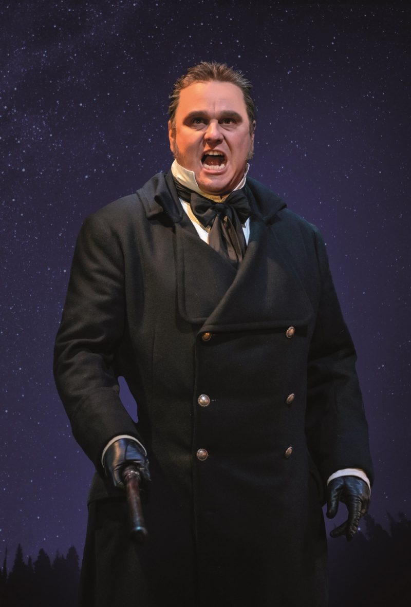 Javert (Nic Greenshields) clings to notions of duty and honour as his soul drowns