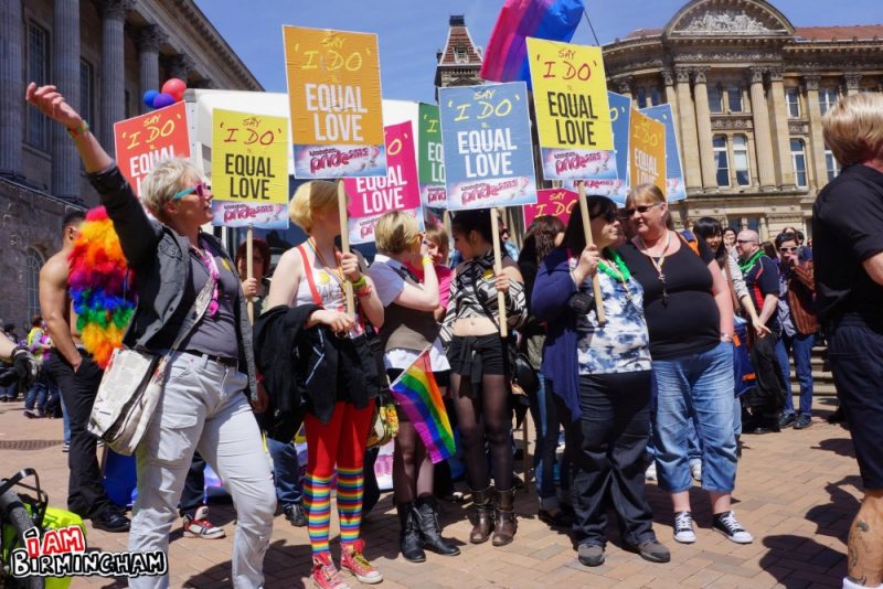 'Equal Love' gay pride placards and banners group