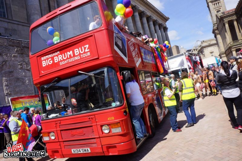 Red Big Bus at Birmingham Pride 