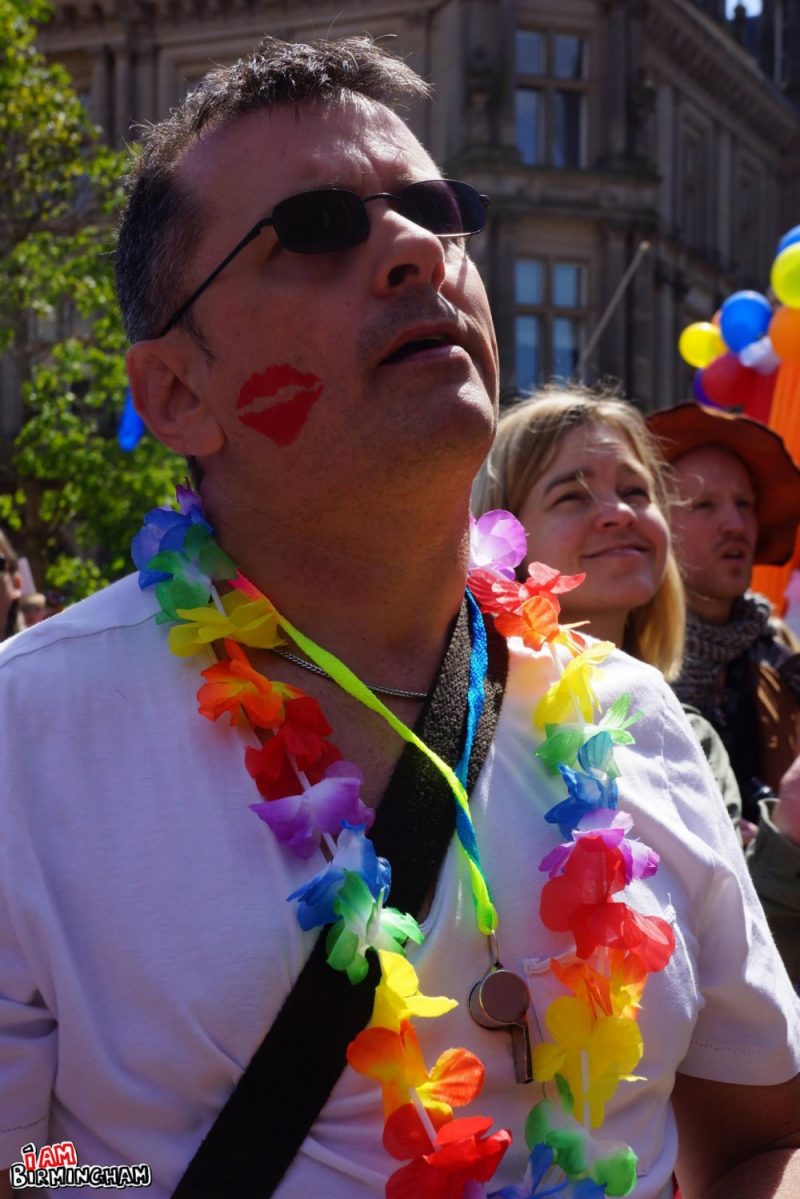 Rainbow Hawaiian garland necklace at Birmingham Pride 