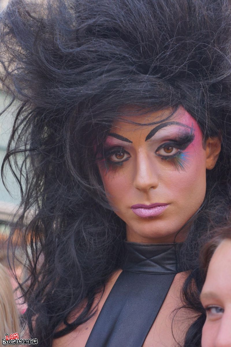 Drag artist with stunning make-up at Pride 