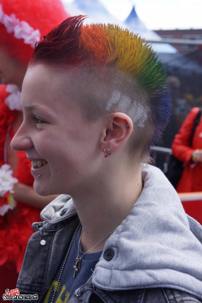 Rainbow mohican haircut at Pride 